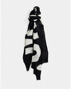 Черный шарф с большим логотипом Moschino