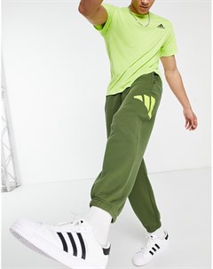 Джоггеры цвета хаки с логотипом с 3 полосками adidas Training Adidas performance