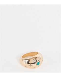 Золотистое объемное кольцо со вставками из страз в виде звезд Inspired Reclaimed vintage
