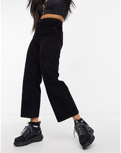 Укороченные широкие джинсы из органического хлопка винтажного черного цвета Mozik Monki