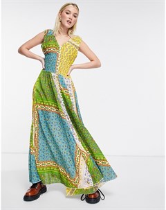 Разноцветное платье макси с комбинированным принтом Mixed Feelings Raga