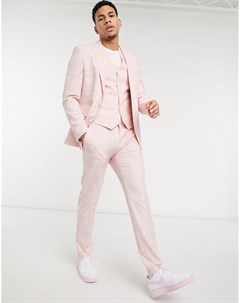 Пастельно розовые зауженные брюки со штрихованным узором Wedding Asos design