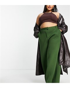 Темно зеленые трикотажные брюки с широкими штанинами от комплекта Plus Extro & vert
