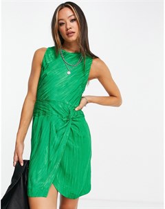 Зеленое платье с запахом спереди и узлом сзади Topshop