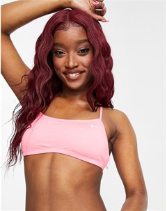 Розовый бикини топ со спиной борцовкой Nike swimming