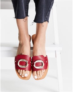 Красные кожаные сандалии с отделкой Formal Asos design