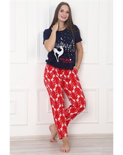 Жен пижама Северное сияние Красный р 46 Оптима трикотаж