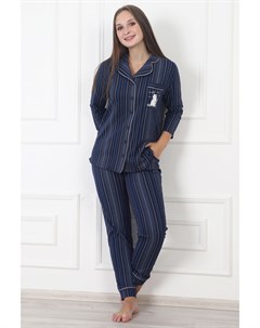 Жен пижама Кошки Синий р 44 Оптима трикотаж
