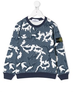 Свитер с круглым вырезом и камуфляжным узором Stone island junior