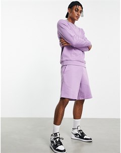 Фиолетовый спортивный костюм со свитшотом и oversized шортами Asos design