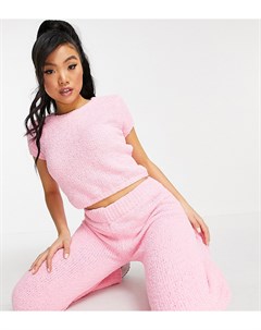 Широкие вязаные домашние брюки розового цвета от комплекта Missguided petite