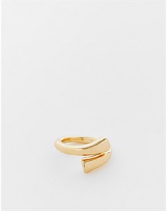 Золотистое массивное кольцо с минималистичным дизайном Designb london