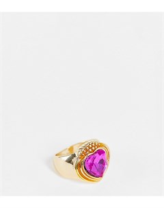 Эксклюзивное золотистое кольцо с ярким камнем в виде сердечка Big metal london