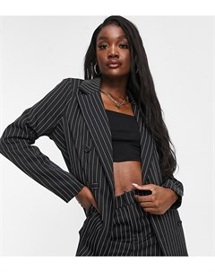 Черный блейзер бойфренда в тонкую полоску от комплекта Missguided tall