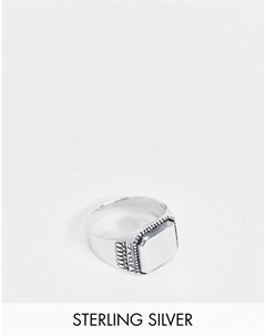 Кольцо печатка из шлифованного стерлингового серебра с фактурным дизайном Asos design