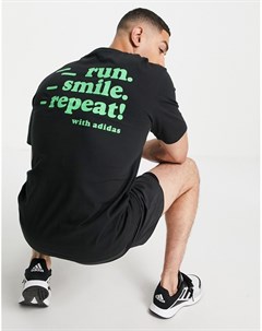Черная футболка с принтом Run Smile Repeat на спине adidas Running Adidas performance