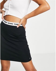 Черная облегающая юбка с логотипом на поясе Tommy jeans