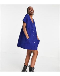 Свободное платье мини темно синего цвета на пуговицах ASOS DESIGN Tall Asos tall