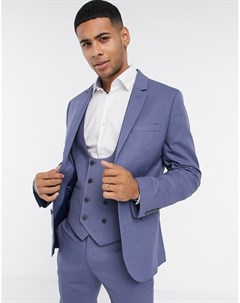 Синий супероблегающий фактурный пиджак Wedding Asos design
