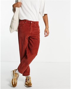 Рыжие суженные книзу джинсы свободного кроя из вельвета в рубчик Asos design
