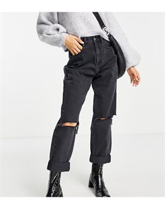 Свободные джинсы выбеленного черного цвета в винтажном стиле с завышенной талией ASOS DESIGN Petite Asos petite