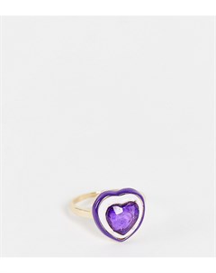 Кольцо с сердечком с кристаллом и эмалью фиолетового цвета DesignB Curve Designb london curve