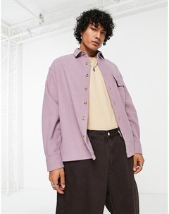 Рубашка свободного кроя приглушенного сиреневого цвета в стиле oversized с добавлением шерсти Asos design