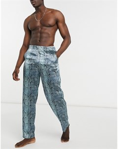Атласные пижамные брюки для дома со змеиным принтом Asos design