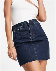 Джинсовая мини юбка с завышенной талией насыщенного оттенка индиго Glamorous