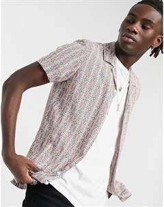 Рубашка из вискозы с короткими рукавами отложным воротником и геометрическим принтом Asos design
