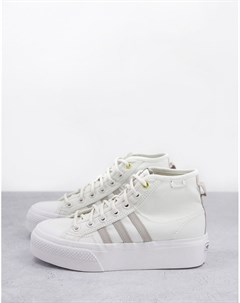 Бело серые высокие кроссовки на платформе Nizza Adidas originals