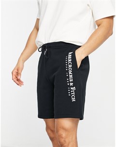 Черные трикотажные шорты с логотипом Abercrombie & fitch