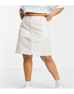 Кремовая юбка в стиле пэтчворк из искусственной кожи Glamorous curve