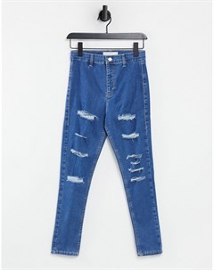 Голубые выбеленные джинсы скинни с рваной отделкой Joni Topshop