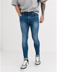 Голубые супероблегающие джинсы New look