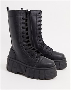 Черные высокие ботинки на массивной подошве со шнуровкой Athens 2 Asos design