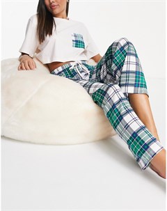 Трикотажный пижамный комплект из свободной футболки и брюк в клетку Miss selfridge