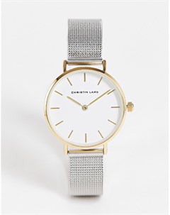 Женские часы с сетчатым ремешком серебристого и золотистого цвета Christian Lars Christin lars
