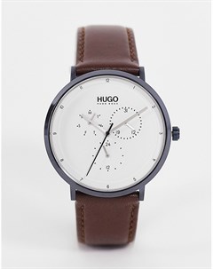 Часы с кожаным ремешком коричневого цвета 1530008 Hugo