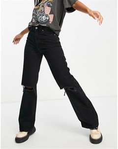 Черные прямые джинсы в стиле 90 х Bershka