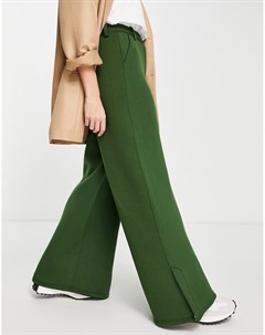 Темно зеленые трикотажные брюки с широкими штанинами от комплекта Extro & vert