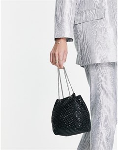 Черная сумка с ручками цепочками и декоративной отделкой Forever new