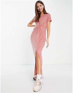 Розовое платье футболка миди с перекрученной отделкой Vero moda