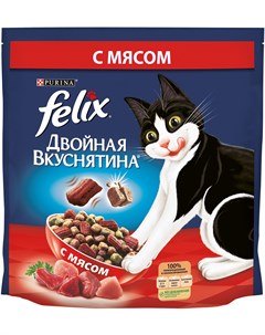 Сухой корм Двойная Вкуснятина с мясом для кошек 1 5 кг Мясо Felix