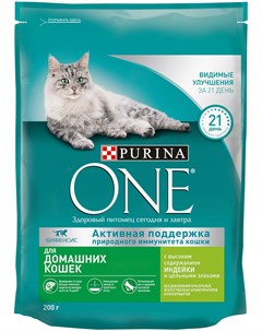 Сухой корм ONE Indoor для кошек живущих в домашних условиях 1 5 кг Индейка Purina