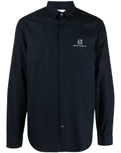 Рубашка с длинными рукавами и вышитым логотипом Armani exchange