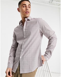 Бордовая узкая рубашка в полоску Asos design