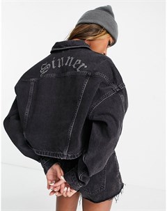 Черная выбеленная джинсовая куртка Sinner Topshop