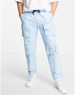Синие свободные брюки карго с несколькими карманами Topman