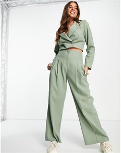 Широкие брюки темного шалфейно зеленого цвета Miss selfridge